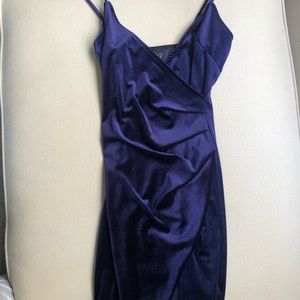 Blue Velvet Asymmetrical Dress